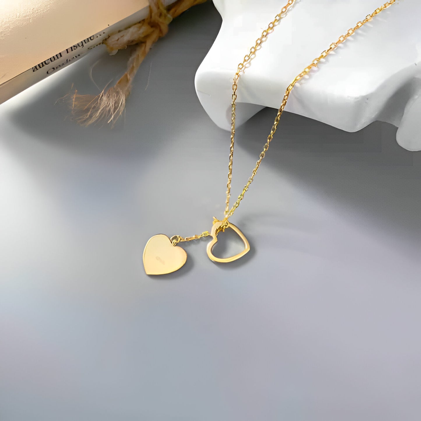 Elegant Gold-Plated Stainless Steel Heart Lariat Necklace – Minimal & Chic Jewelry for Women
