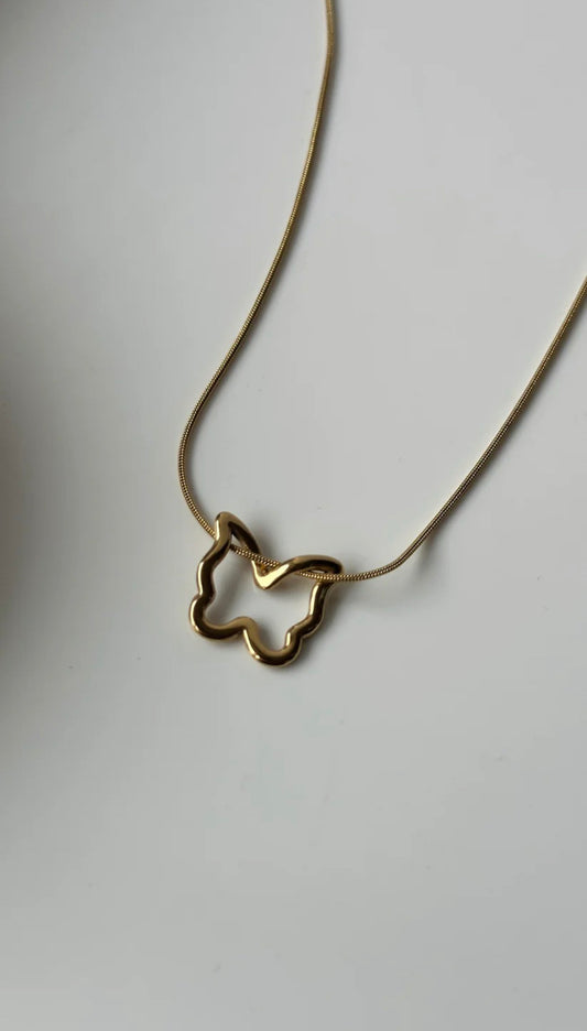 Minimalist Hollow Butterfly Pendant Necklace – Tarnish-Free Stainless Steel Jewelry